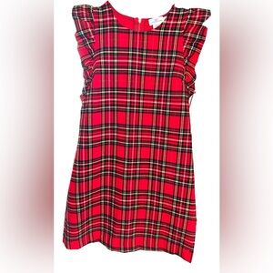 Vineyard Vines Holiday Tartan Plaid Dress Size 12 Red Black Zip Back Cap Sleeve